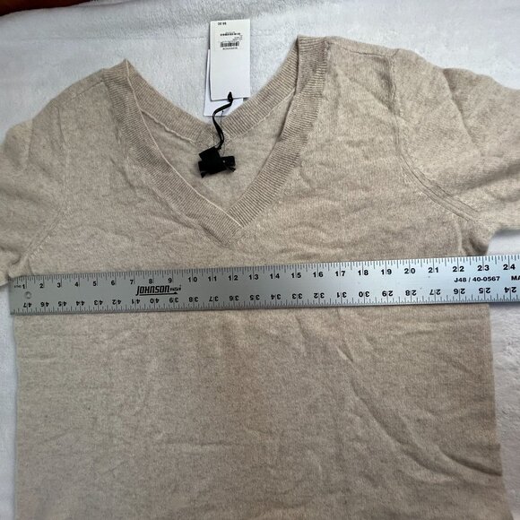 Halogen Womens V-Neck Sweater XXL Beige Oatmeal 100% Cashmere Pullover New $98 - Picture 6 of 7